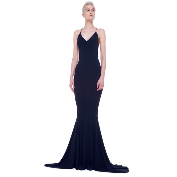 Norma Kamali Low Back Fishtail Gown - XXS Black